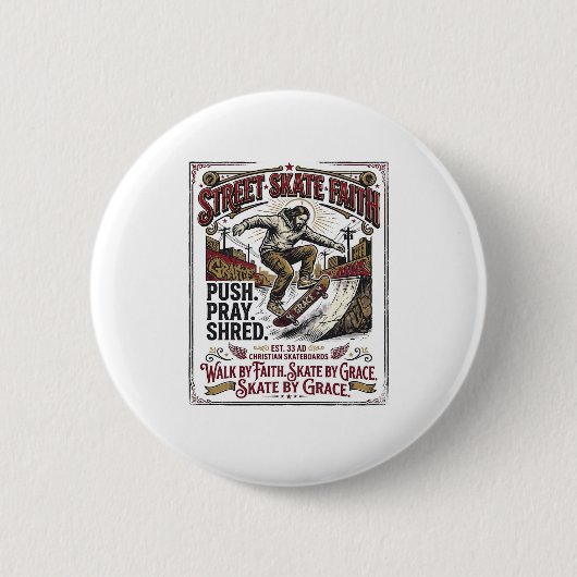 Jesus Skate Longboard Shirt Christlich Button (Vorderseite)