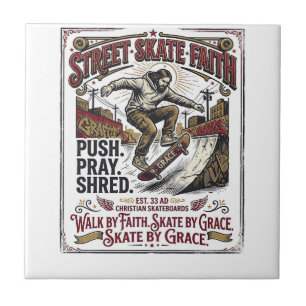 Jesus Skate Longboard Shirt Christlich Fliese