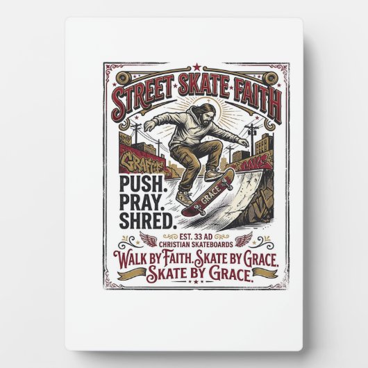 Jesus Skate Longboard Shirt Christlich Fotoplatte (Vorderseite)
