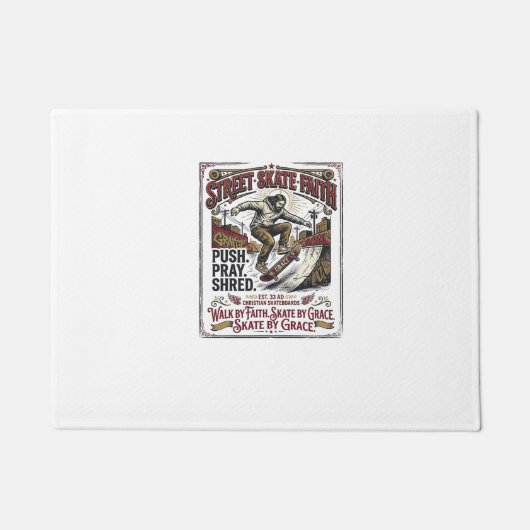 Jesus Skate Longboard Shirt Christlich Fußmatte (Vorderseite)