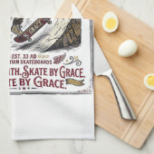 Jesus Skate Longboard Shirt Christlich Geschirrtuch (Viertel Falte)