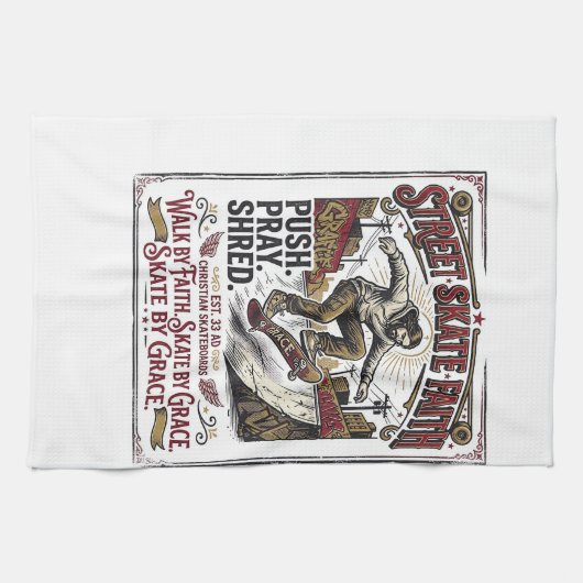 Jesus Skate Longboard Shirt Christlich Geschirrtuch (Horizontal)