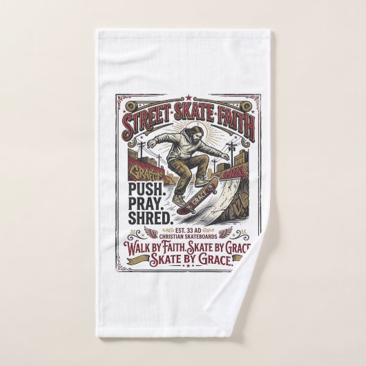 Jesus Skate Longboard Shirt Christlich Handtuch (Handtuch)