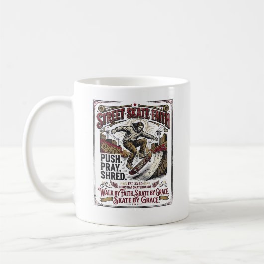 Jesus Skate Longboard Shirt Christlich Kaffeetasse (Links)