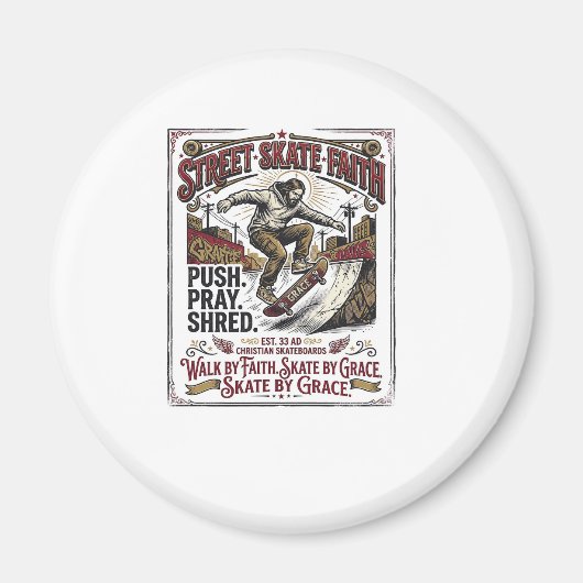 Jesus Skate Longboard Shirt Christlich Magnet (Vorne)