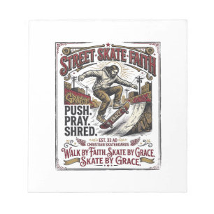 Jesus Skate Longboard Shirt Christlich Notizblock