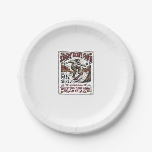 Jesus Skate Longboard Shirt Christlich Pappteller (Vorderseite)
