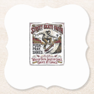 Jesus Skate Longboard Shirt Christlich Untersetzer
