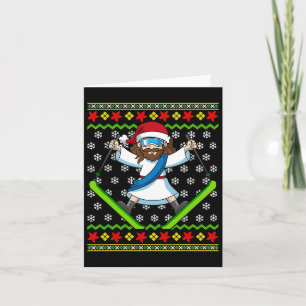 Jesus Skifahren Ugly Weihnachten Ski Boys Mädchen Karte