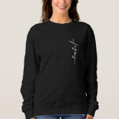 Jesus Small Cursive Writing Cross Jesus Vertikal C Sweatshirt (Vorderseite)