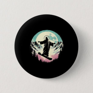 Jesus Snowboarden - Funny Christlich Religious Sno Button