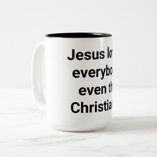 Jesus sogar Lieben Christen Hankamer Artjunkhaus Zweifarbige Tasse