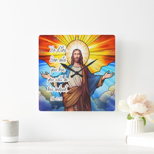 Jesus: Söhne Sets, die du gratis hast Quadratische Wanduhr (Zuhause)