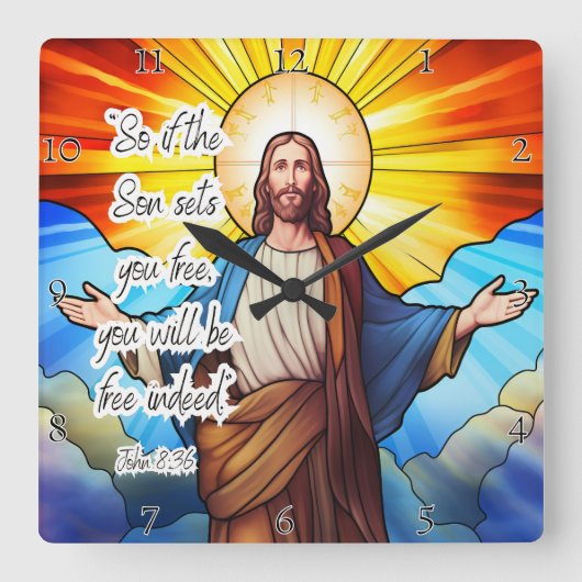 Jesus: Söhne Sets, die du gratis hast Quadratische Wanduhr (Vorderseite)
