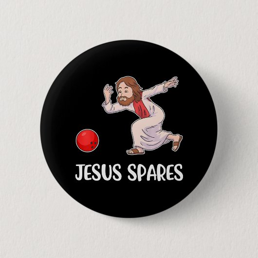 Jesus Spares Bowling Button (Vorderseite)