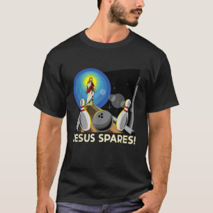 Jesus Spares Funny Christlicher Bowling Puff T-Shirt