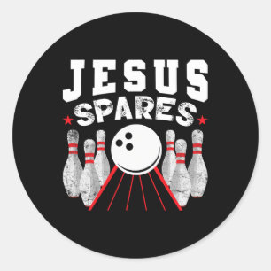 Jesus Spares Funny Christlicher Bowling Runder Aufkleber