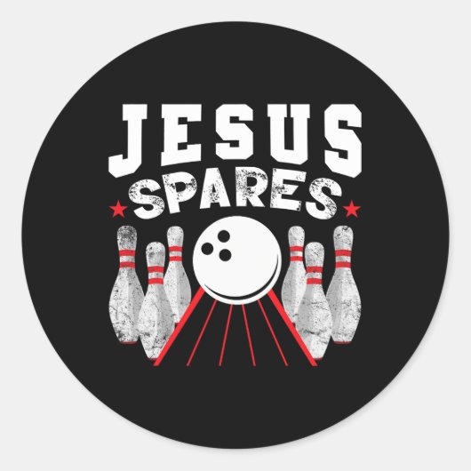 Jesus Spares Funny Christlicher Bowling Runder Aufkleber (Vorderseite)