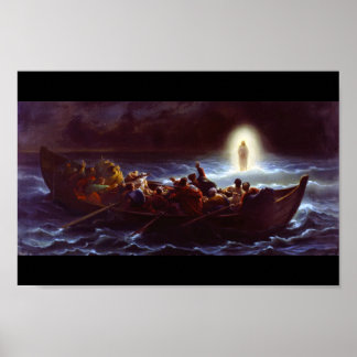 Jesus Spaziergang auf dem Wasser, Amedee Varin Poster
