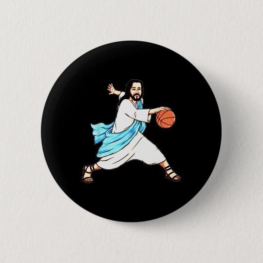 Jesus spielt Basketball Spaß Weihnachten Button (Vorderseite)