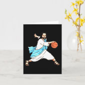 Jesus spielt Basketball Spaß Weihnachten Karte (Gelbe Blume)
