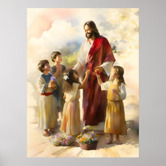 Jesus spielt mit Kindern Poster