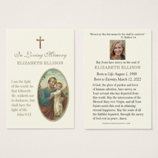 Jesus St. Joseph Scripture Beerdigung Gebetskarte (Vorne & Hinten)