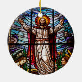 Jesus/Stached Glass Happy Oaster bearbeitbarer Tex Keramik Ornament (Hinten)