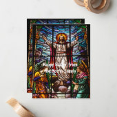 Jesus/Stached Glass Happy Oaster bearbeitbarer Tex Mitteilungskarte (Vorderseite/Rückseite Beispiel)