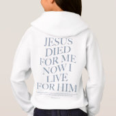 Jesus starb für mich | Christliches Kinderkleid Hoodie (Rückseite)