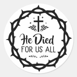 Jesus starb für uns alle runder aufkleber