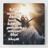 Jesus: Starke, mutige, Gott mit Quadratische Wanduhr (Vorderseite)