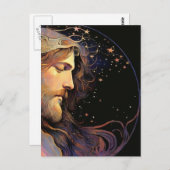 Jesus Stated Glass Postcard Postkarte (Vorne/Hinten)