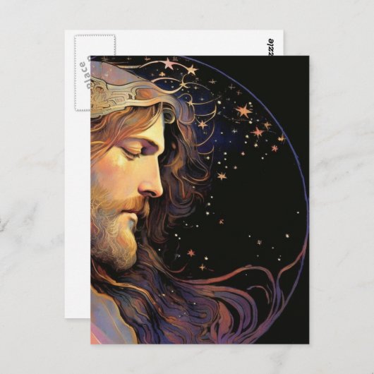Jesus Stated Glass Postcard Postkarte (Vorne/Hinten)