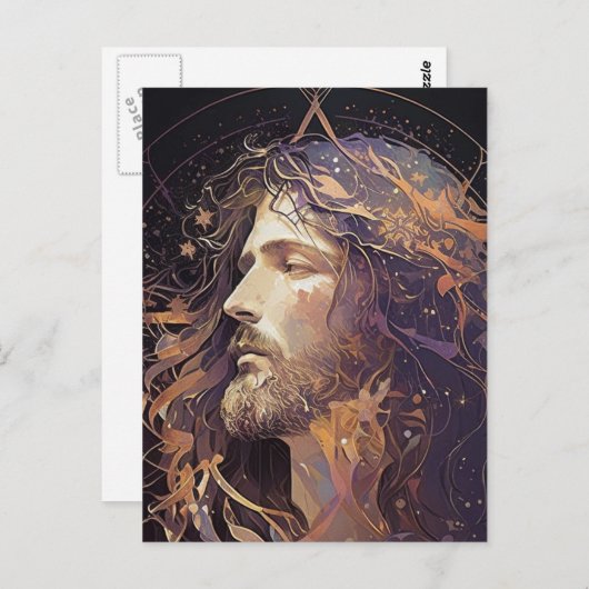 Jesus Stated Glass Postcard Postkarte (Vorne/Hinten)