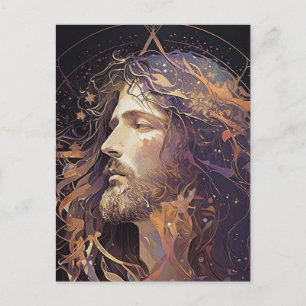 Jesus Stated Glass Postcard Postkarte