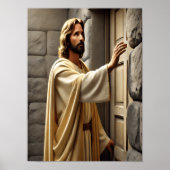 Jesus Stehend bei gewitterter Tür Poster (Vorne)