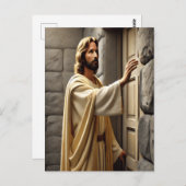 Jesus Stehend bei gewitterter Tür Postkarte (Vorne/Hinten)