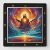 Jesus Stehendes Himmelslicht Quadratische Wanduhr (Vorderseite)