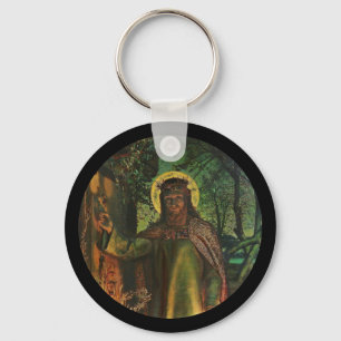 Jesus steht an der Tür und klopft Schlüsselanhänger
