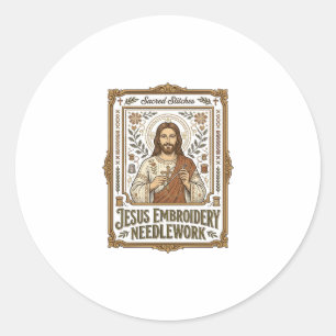 Jesus Stickerei Nadelarbeit Jesus Stickerei Nadel Runder Aufkleber