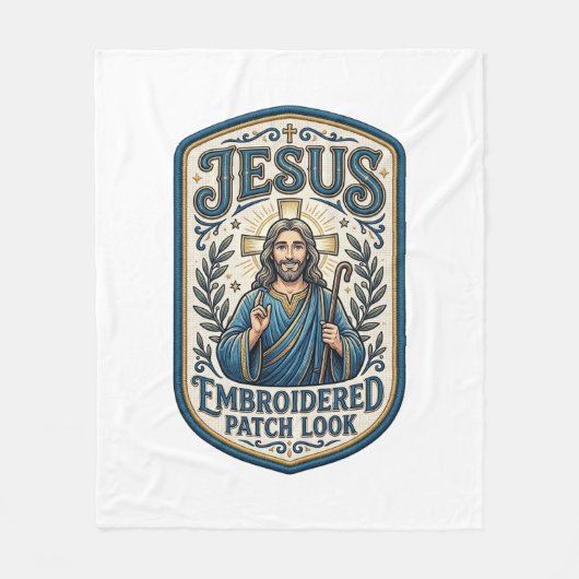 Jesus Stickpatch Blick Jesus Stickerei Patch Fleecedecke (Vorderseite)