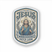 Jesus Stickpatch Look Jesus Stickpatch Aufkleber (Vorderseite)