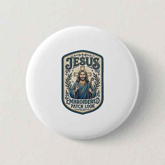 Jesus Stickpatch Look Jesus Stickpatch Button (Vorderseite)