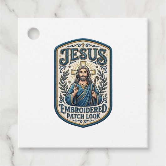 Jesus Stickpatch Look Jesus Stickpatch Geschenkanhänger (Vorderseite)