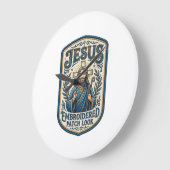 Jesus Stickpatch Look Jesus Stickpatch Große Wanduhr (Winkel)