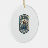 Jesus Stickpatch Look Jesus Stickpatch Keramik Ornament (Rechts)
