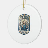 Jesus Stickpatch Look Jesus Stickpatch Keramik Ornament (Links)