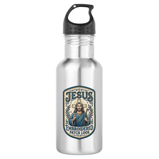 Jesus Stickpatch sieht Jesus besticktes Patch Edelstahlflasche (Vorderseite)
