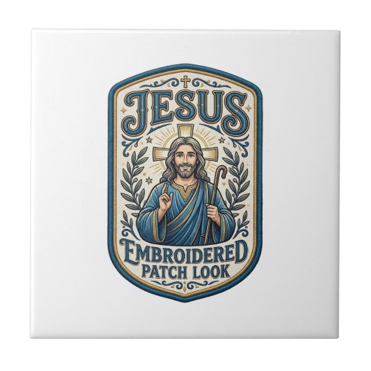 Jesus Stickpatch sieht Jesus besticktes Patch Fliese (Vorderseite)